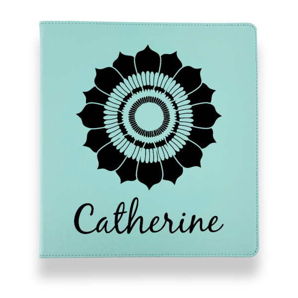 Custom Design - Leather Binders - 1" - Teal - Front View