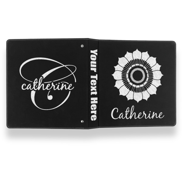 Custom Design - Leather Binder - 1" - Black- Back Spine Front View