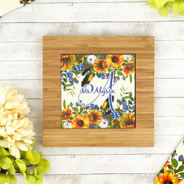 Custom Design - Bamboo Trivet with 6" Tile - LIFESTYLE