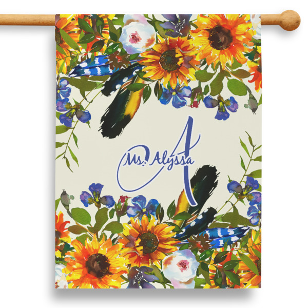 Custom Sunflowers 28" House Flag (Personalized)