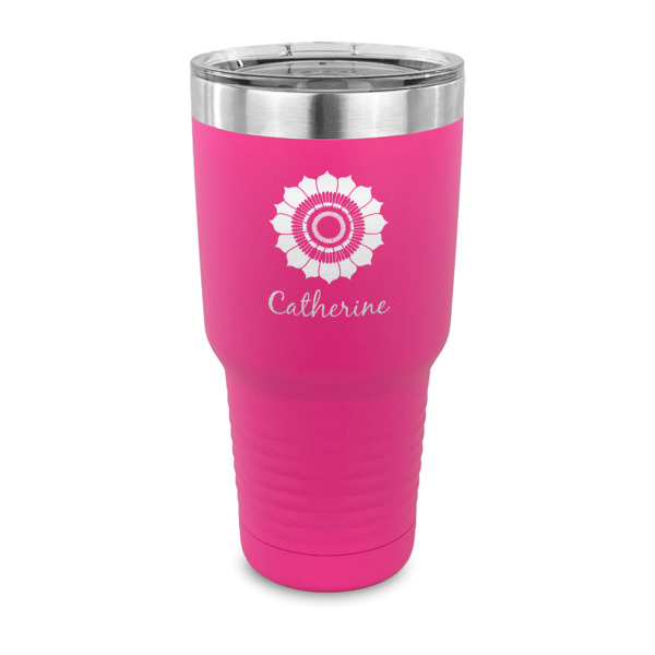 Custom Sunflowers 30 oz Stainless Steel Tumbler - Pink - Single Sided (Personalized)