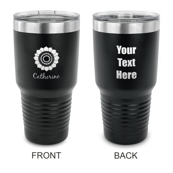 Custom Sunflowers 30 oz Stainless Steel Tumbler - Black - Double Sided (Personalized)