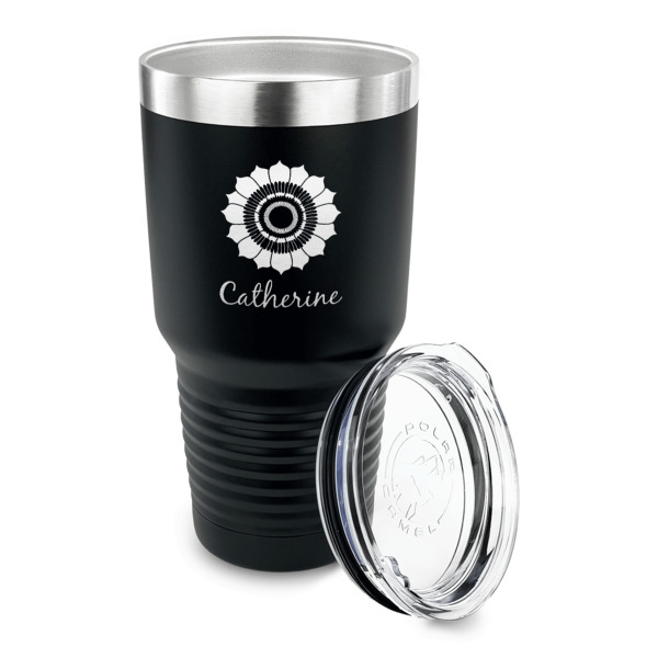 Custom Design - 30 oz Stainless Steel Ringneck Tumblers - Black - LID OFF