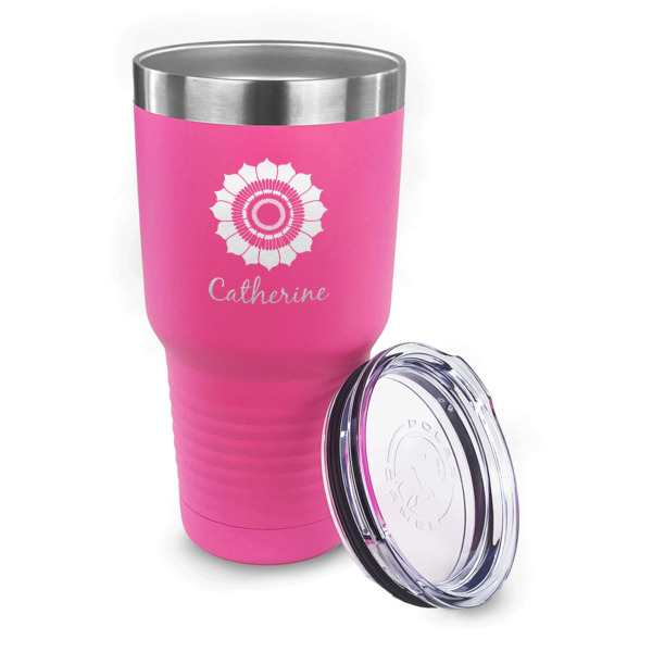 Custom Design - 30 oz Stainless Steel Ringneck Tumblers - Pink - LID OFF