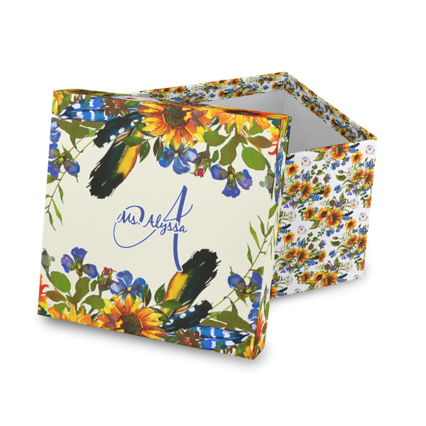 Custom Sunflowers Gift Box with Lid - Canvas Wrapped (Personalized)