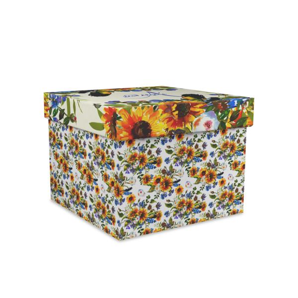 Custom Sunflowers Gift Box with Lid - Canvas Wrapped - Medium (Personalized)