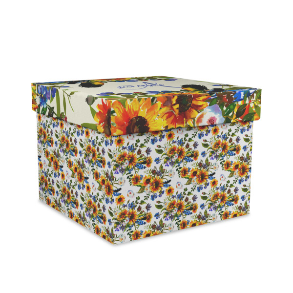 Custom Sunflowers Gift Box with Lid - Canvas Wrapped - Large (Personalized)