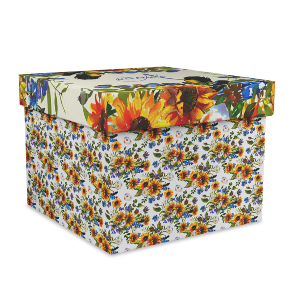 Custom Sunflowers Gift Box with Lid - Canvas Wrapped - X-Large (Personalized)