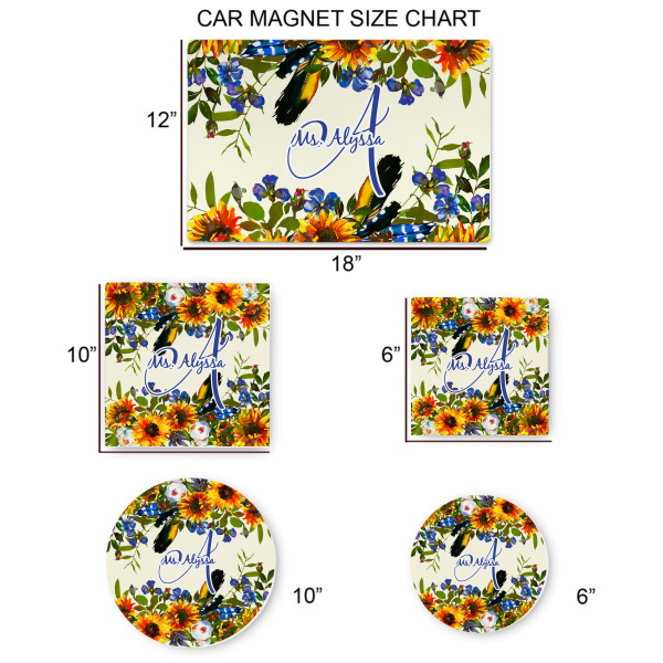 Custom Design - Car Magnets - SIZE CHART