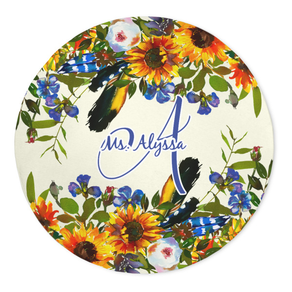 Custom Sunflowers 5' Round Indoor Area Rug (Personalized)