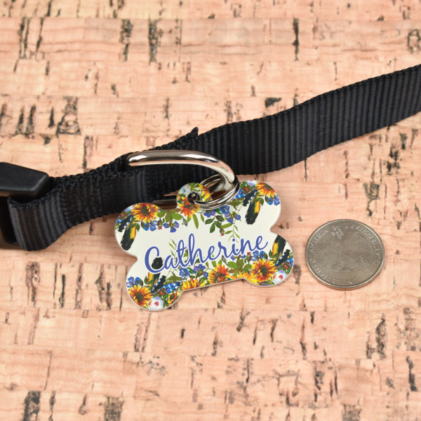 Custom Design - Bone Shaped Dog ID Tag - Large - In Context