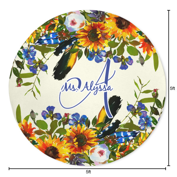 Custom Design - Round 5ft Indoor Rug - Dimensions