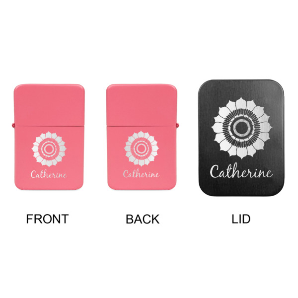 Custom Design - Windproof Lighters - Pink, Double Sided, w Lid - APPROVAL