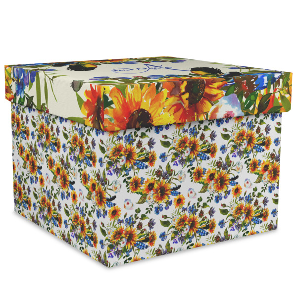 Custom Sunflowers Gift Box with Lid - Canvas Wrapped - XX-Large (Personalized)