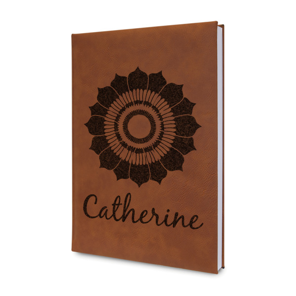 Custom Sunflowers Leather Sketchbook - Small - Double Sided (Personalized)