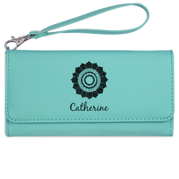 Custom Design - Ladies Wallet - Leather - Teal - Front View