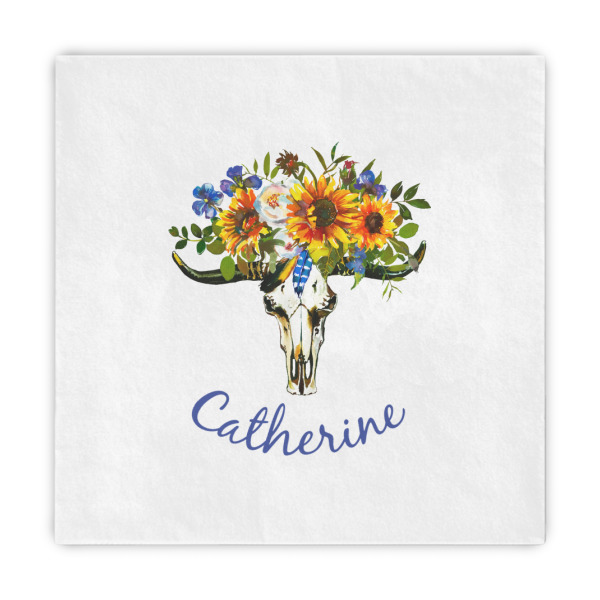 Custom Sunflowers Decorative Paper Napkins (Personalized)