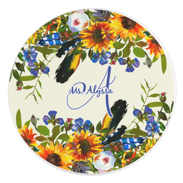 Custom Sunflowers Round Stone Trivet (Personalized)