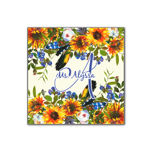 Custom Sunflowers Wood Print - 12x12 (Personalized)