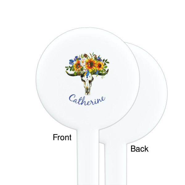Custom Design - White Plastic 7" Stir Stick - Single Sided - Round - Front & Back