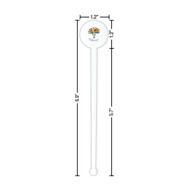 Custom Design - White Plastic 7" Stir Stick - Round - Dimensions