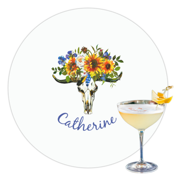 Custom Sunflowers Printed Drink Topper - 3.5" (Personalized)