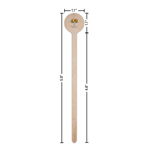 Custom Design - Wooden 6" Stir Stick - Round - Dimensions