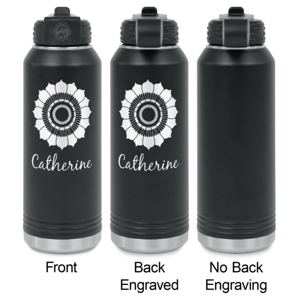 Custom Design - Laser Engraved Water Bottles - 2 Styles - Front & Back View