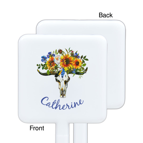 Custom Design - White Plastic Stir Stick - Single Sided - Square - Front & Back