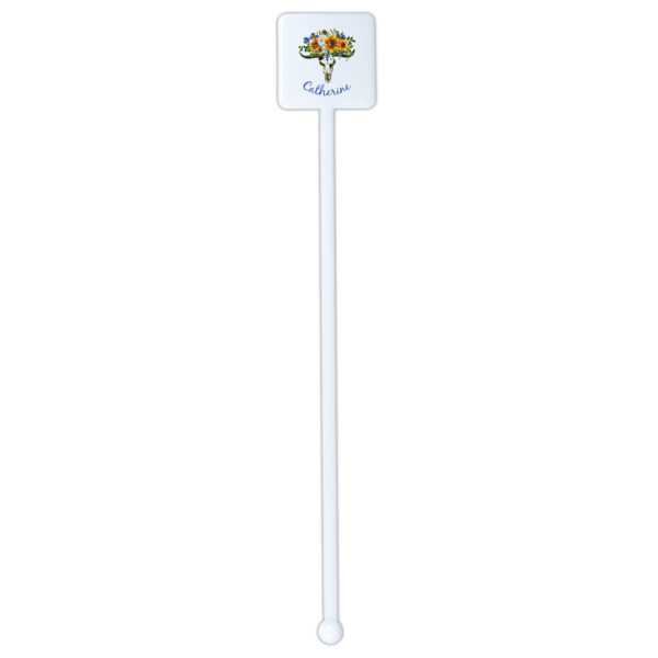 Custom Design - White Plastic Stir Stick - Square - Single Stick