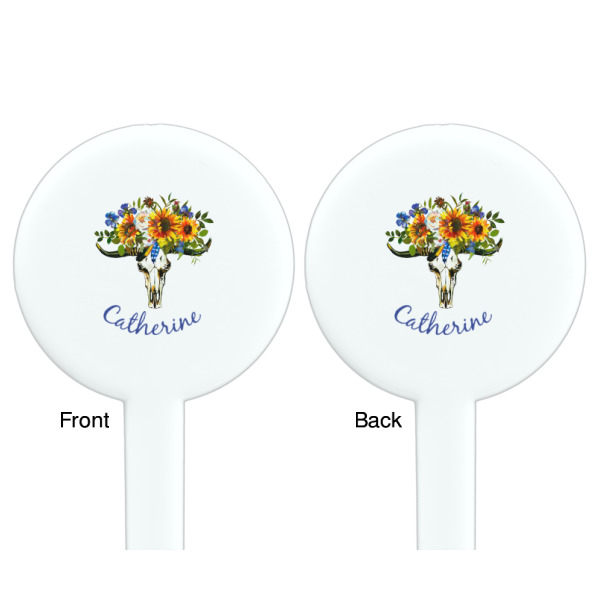 Custom Design - White Plastic 7" Stir Stick - Double Sided - Round - Front & Back