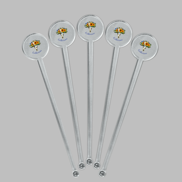 Custom Design - Clear Plastic 7" Stir Stick - Round - Fan View