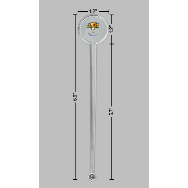 Custom Design - Clear Plastic 7" Stir Stick - Round - Dimensions