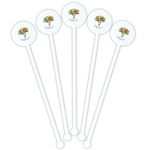 Custom Design - White Plastic 5.5" Stir Stick - Fan View