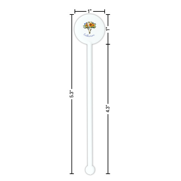 Custom Design - White Plastic 5.5" Stir Stick - Round - Dimensions