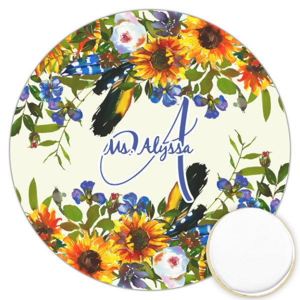 Custom Sunflowers Printed Cookie Topper - 3.25" (Personalized)