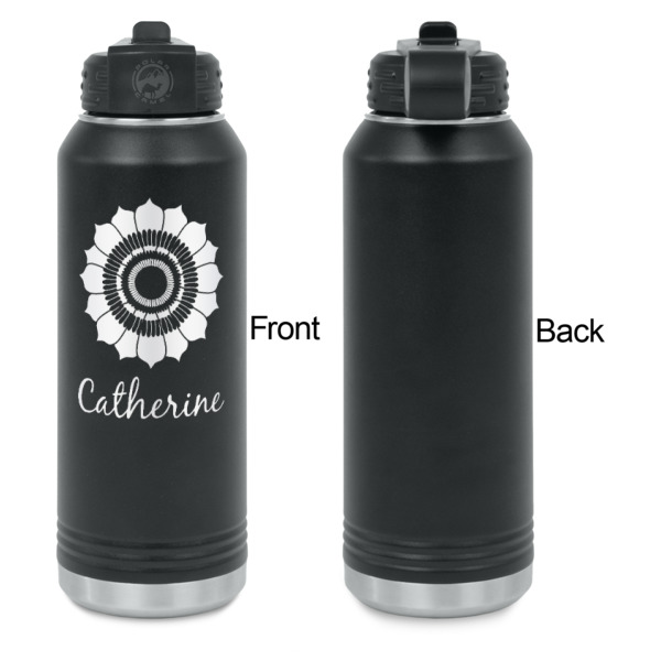 Custom Design - Laser Engraved Water Bottles - Front Engraving - Front & Back View