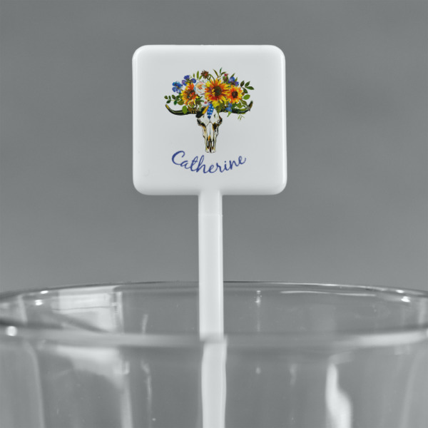 Custom Design - White Plastic Stir Stick - Square - Main