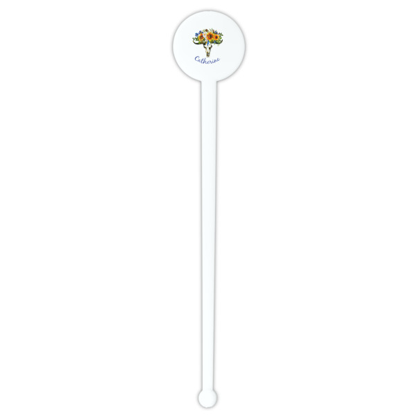 Custom Design - White Plastic 7" Stir Stick - Round - Single Stick
