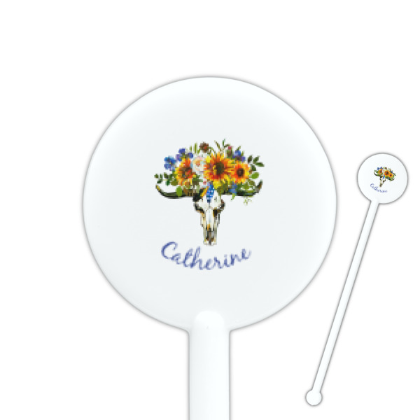 Custom Design Your Own 5.5" Round Plastic Stir Sticks - White - Single-Sided