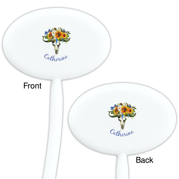 Custom Design - White Plastic 7" Stir Stick - Double Sided - Oval - Front & Back