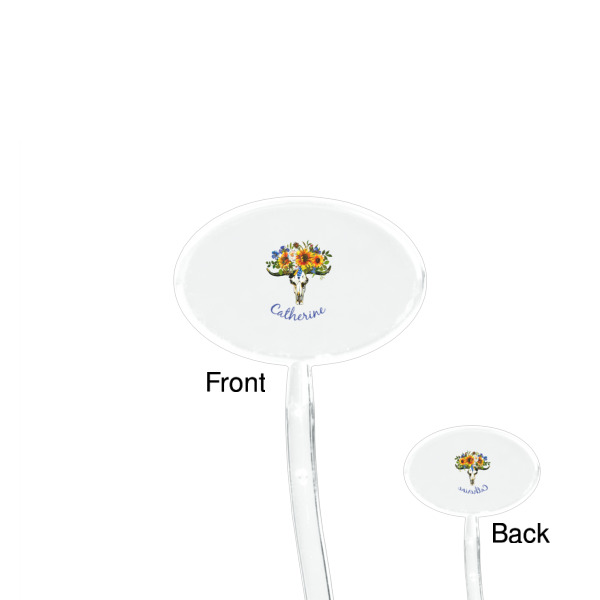 Custom Design - Clear Plastic 7" Stir Stick - Oval - Front & Back