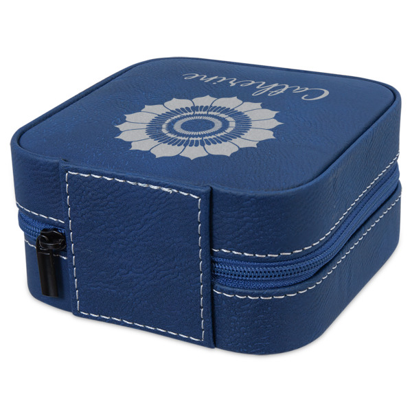 Custom Design - Travel Jewelry Boxes - Leather - Navy Blue - View from Rear