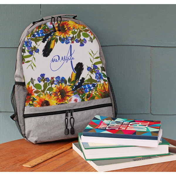 Custom Design - Large Backpack - Gray - On Desk