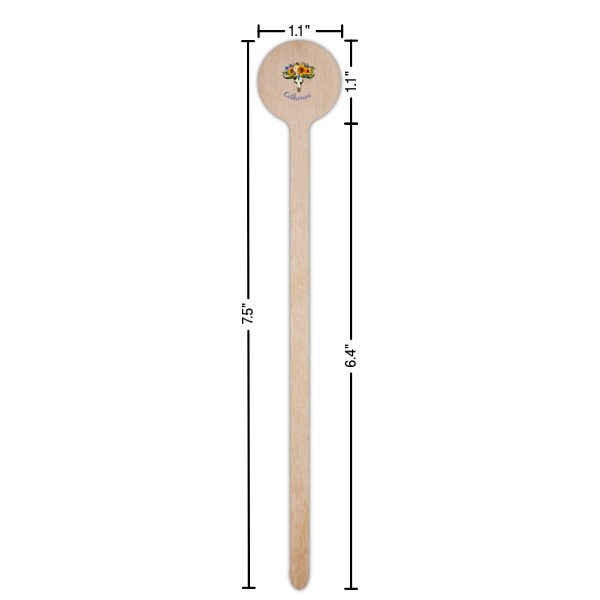 Custom Design - Wooden 7.5" Stir Stick - Round - Dimensions