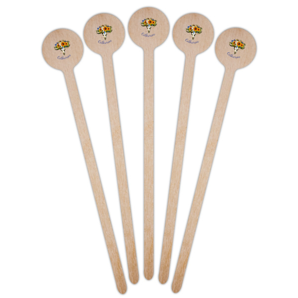 Custom Design - Wooden 7.5" Stir Stick - Round - Fan View