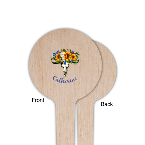 Custom Design - Wooden 4" Food Pick - Round - Single Sided - Front & Back