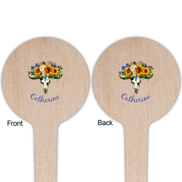 Custom Design - Wooden 4" Food Pick - Round - Double Sided - Front & Back