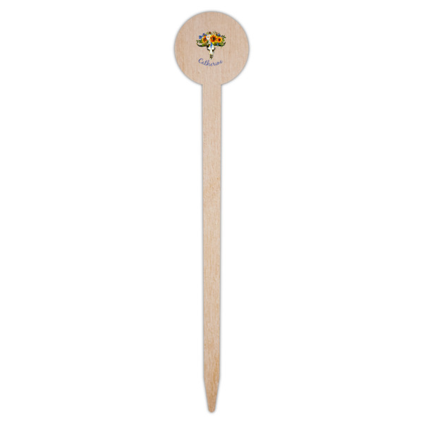 Custom Design - Wooden 6&quot; Food Pick - Round - Single Pick