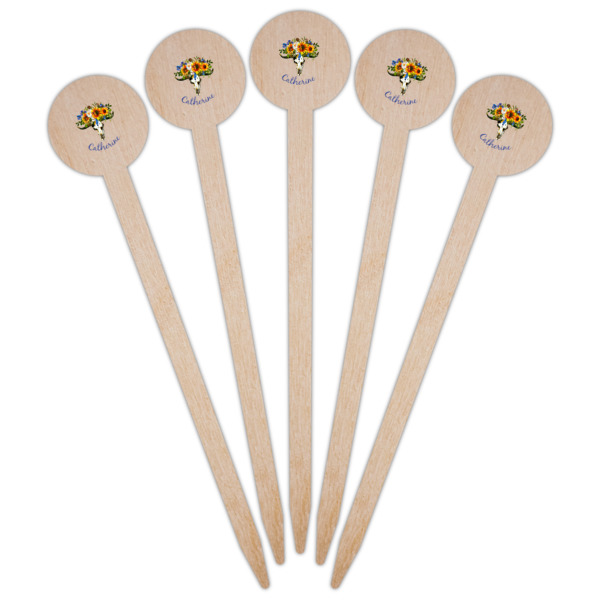 Custom Design - Wooden 6&quot; Food Pick - Round - Fan View